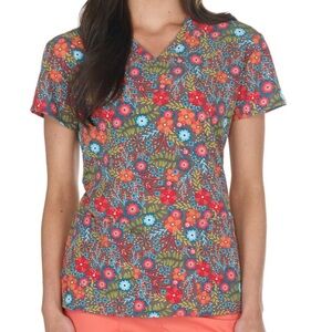 NWT Women’s XL Floral Arrangement Print Scrubfinity PerformX Stretch Scrub Top